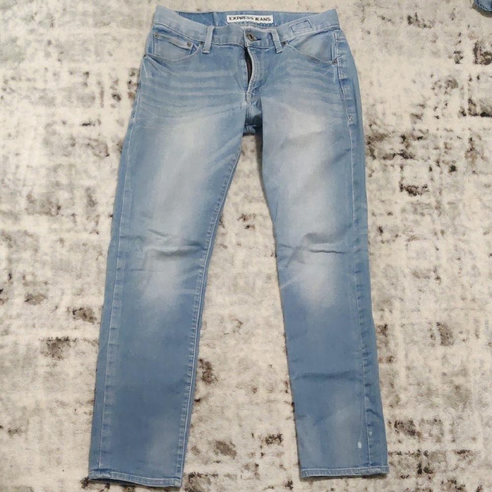 Express Men's Straight Leg Jeans in Light Blue
